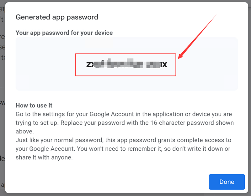 How to get gmail app password step5-4